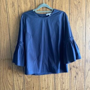 Marled Blue 3/4 Bell Sleeve Blouse Relaxed Fit